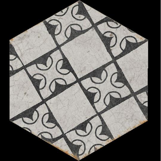 fekete mintas kismeretu hatszogletu vintage padlolap hexa hexagon nappali folyoso csempe jarolap fagyallo nappali konyha furdoszoba terasz cementlap hatasu lameridiana konyha csempek 3.jpg